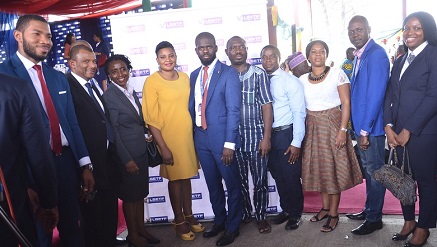 Franchisee of Konga Online Shopping Limited who benefitted from the LSETF Loan Scheme in a group photograph with Board members of LSETF and Adeola Lawrence, Business Development Manager of Konga Online Shopping Limited.